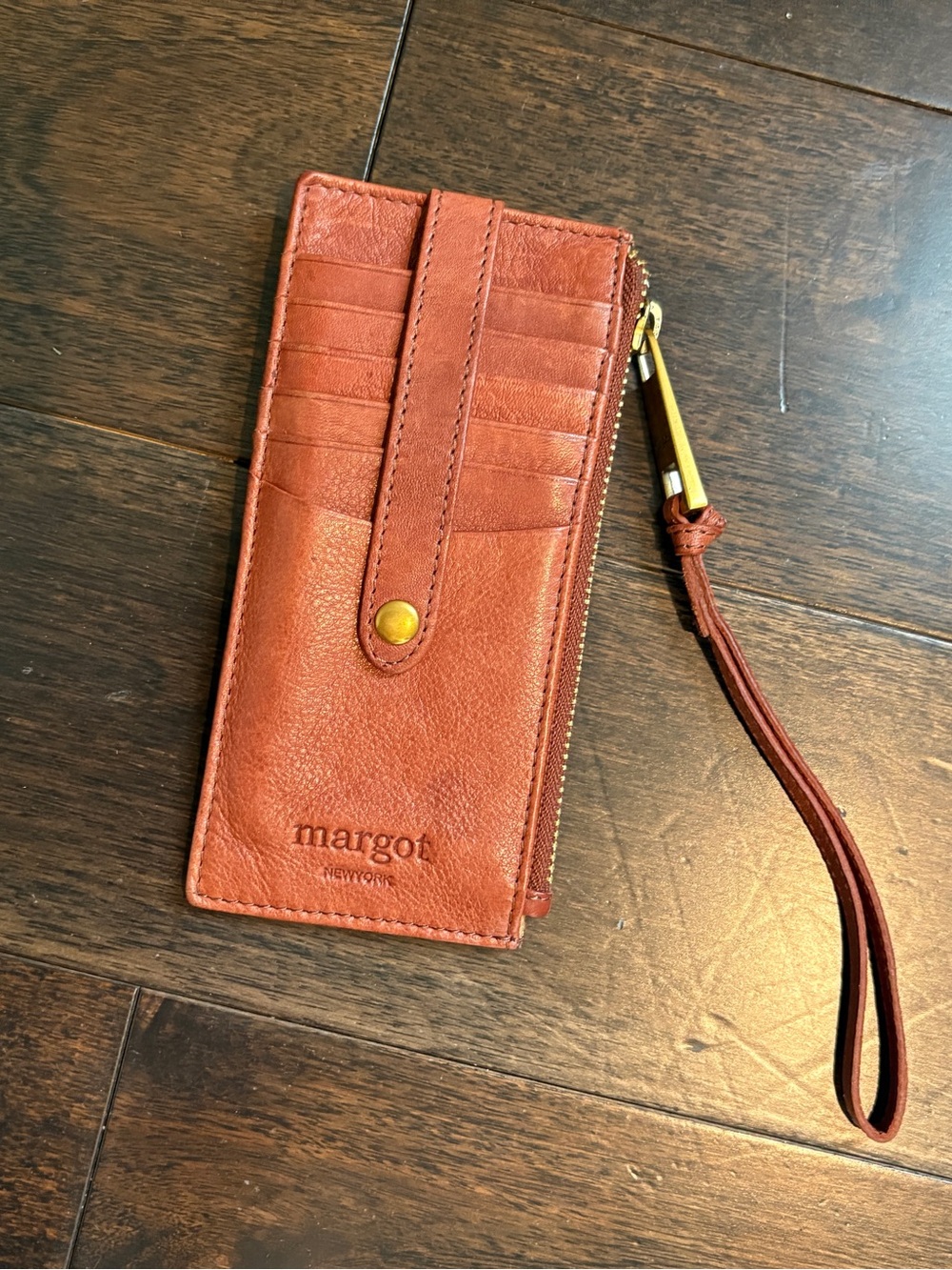 Margot Faye Brown Leather Wristlet Card Wallet